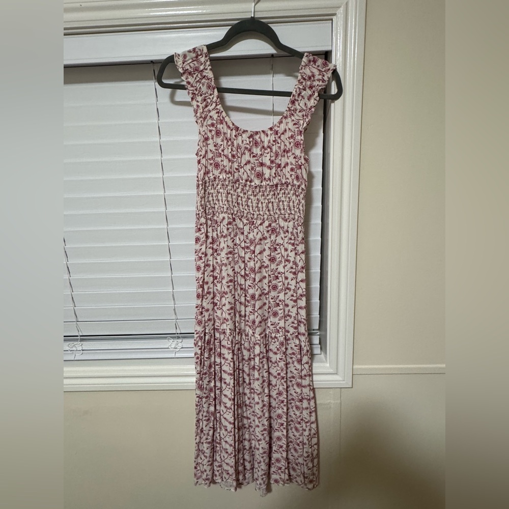 Elegant Floral Maxi Dress - Burgundy